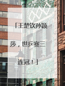 王楚钦孙颖莎，世乒赛三连冠！