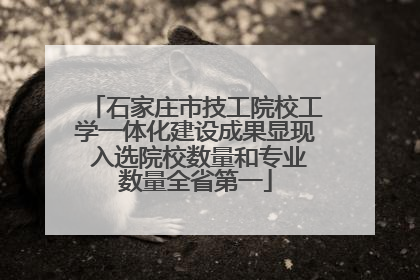 石家庄市技工院校工学一体化建设成果显现 入选院校数量和专业数量全省第一