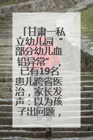 甘肃一私立幼儿园“部分幼儿血铅异常”，已有19名患儿跨省医治，家长发声：以为孩子出问题，没想过会与学校有关