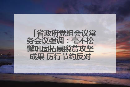省政府党组会议常务会议强调：毫不松懈巩固拓展脱贫攻坚成果 厉行节约反对浪费弘扬优良作风
