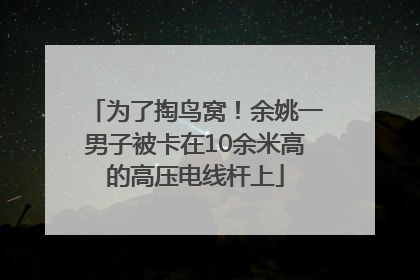 为了掏鸟窝！余姚一男子被卡在10余米高的高压电线杆上