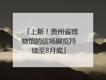 上新！贵州省博物馆的这场展览持续至8月底