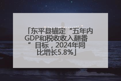 东平县锚定“五年内GDP和税收收入翻番”目标，2024年同比增长5.8%