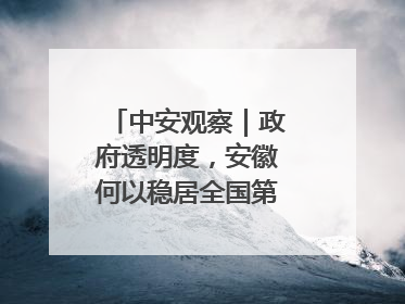 中安观察｜政府透明度，安徽何以稳居全国第一方阵？