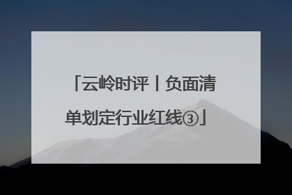 云岭时评丨负面清单划定行业红线③