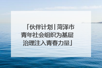 伙伴计划│菏泽市青年社会组织为基层治理注入青春力量