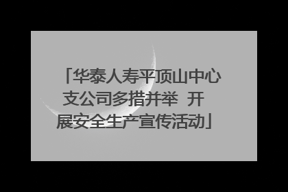 华泰人寿平顶山中心支公司多措并举  开展安全生产宣传活动
