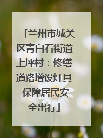 兰州市城关区青白石街道上坪村：修缮道路增设灯具 保障居民安全出行