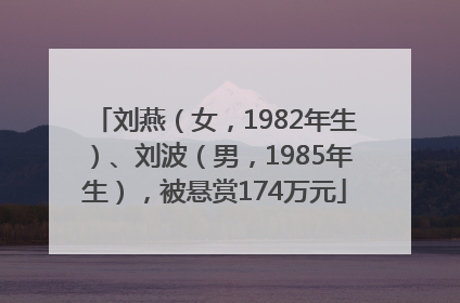 刘燕（女，1982年生）、刘波（男，1985年生），被悬赏174万元