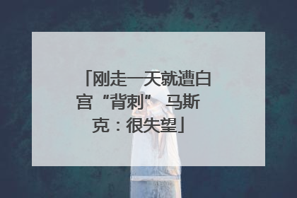刚走一天就遭白宫“背刺” 马斯克：很失望