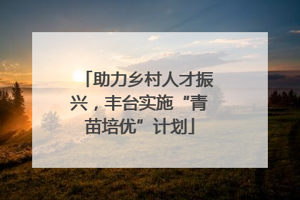 助力乡村人才振兴，丰台实施“青苗培优”计划