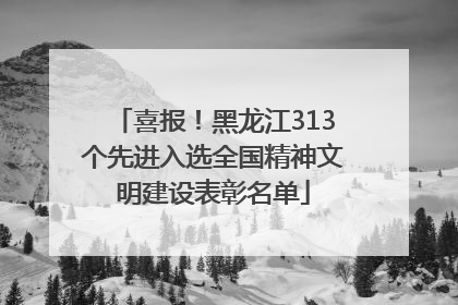 喜报！黑龙江313个先进入选全国精神文明建设表彰名单