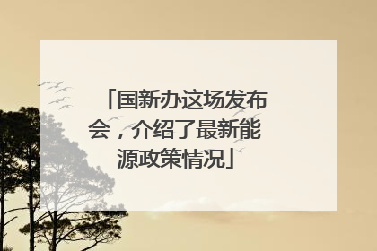 国新办这场发布会，介绍了最新能源政策情况