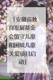 安徽省教育发展基金会留守儿童和困境儿童关爱项目启动