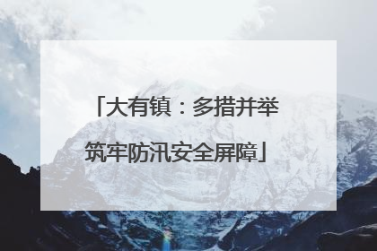 大有镇：多措并举筑牢防汛安全屏障