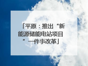 平原：推出“新能源储能电站项目”一件事改革