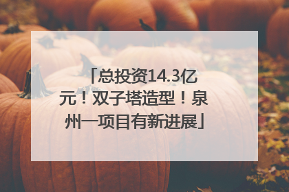 总投资14.3亿元！双子塔造型！泉州一项目有新进展