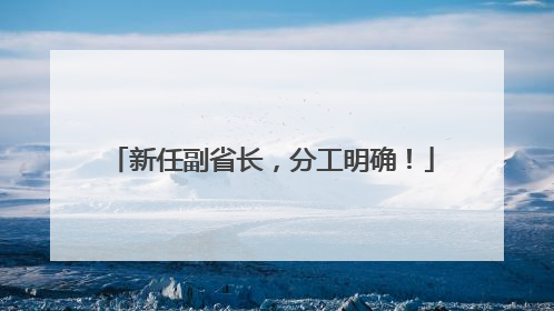 新任副省长，分工明确！