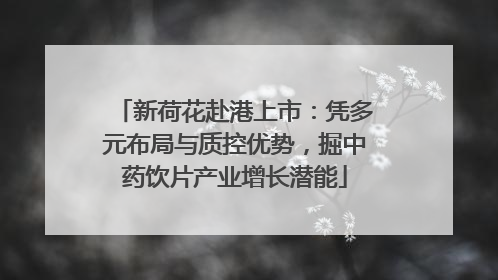 新荷花赴港上市：凭多元布局与质控优势，掘中药饮片产业增长潜能