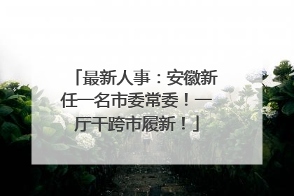 最新人事：安徽新任一名市委常委！一厅干跨市履新！