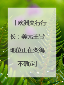 欧洲央行行长：美元主导地位正在变得不确定