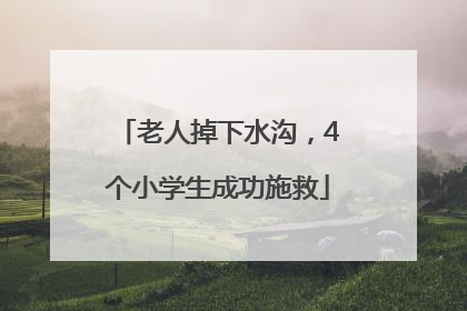 老人掉下水沟，4个小学生成功施救