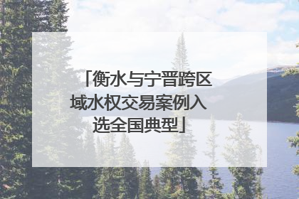 衡水与宁晋跨区域水权交易案例入选全国典型