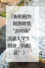 衡阳税务：税惠政策“及时雨”浇灌大学生创业“向阳花”
