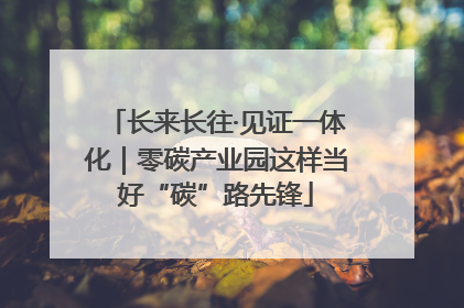 长来长往·见证一体化｜零碳产业园这样当好“碳”路先锋