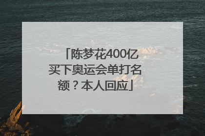 陈梦花400亿买下奥运会单打名额？本人回应