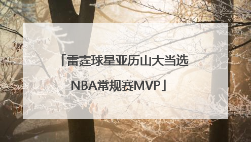 雷霆球星亚历山大当选NBA常规赛MVP