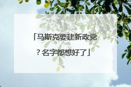 马斯克要建新政党？名字都想好了