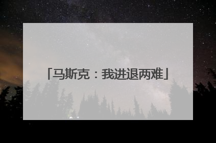 马斯克：我进退两难