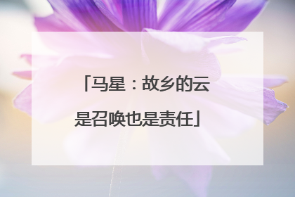 马星：故乡的云是召唤也是责任