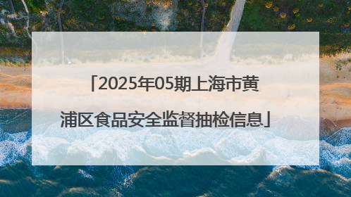 2025年05期上海市黄浦区食品安全监督抽检信息