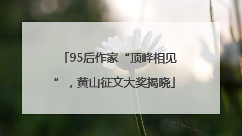 95后作家“顶峰相见”，黄山征文大奖揭晓